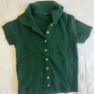 Brandy Melville green button-up crop top